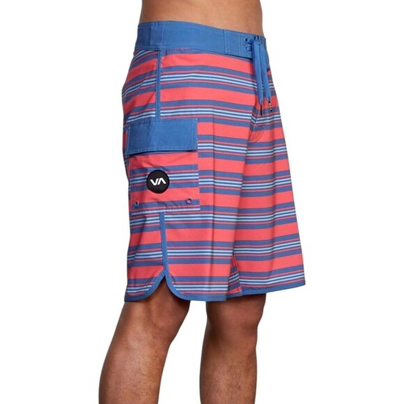 RVCA‎ Mens Size 29 Retro Pink Blue Striped Stretch 20” Board Shorts Swim NWT - Picture 6 of 13